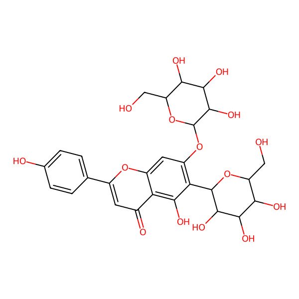 2D Structure of Apigenin-6-C-glucoside-7-O-glucoside 2D Structure of Apigenin-6-C-glucoside-7-O-glucoside