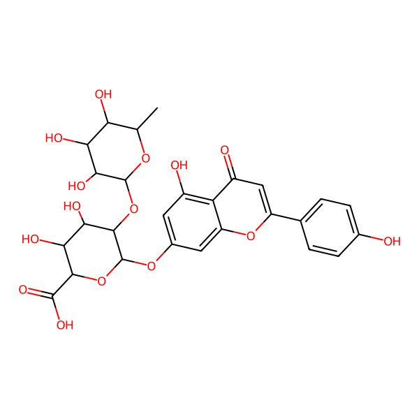 2D Structure of Apigenin 7-[rhamnosyl-(1->2)-galacturonide]
