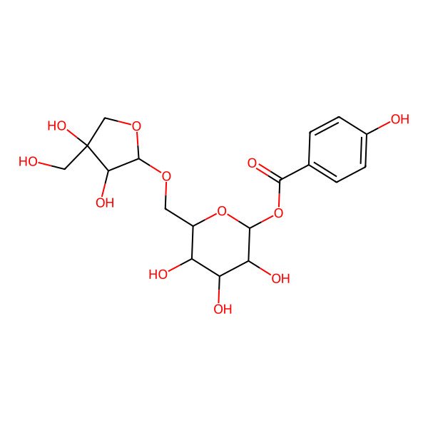 2D Structure of Apiosylglucosyl 4-hydroxybenzoate 2D Structure of Apiosylglucosyl 4-hydroxybenzoate