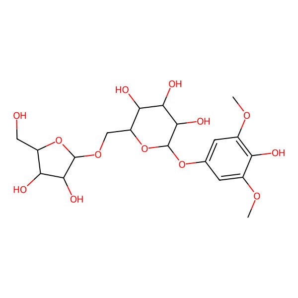 2D Structure of Araf(a1-6)Glc(b)-O-Ph(3,5-diOMe,4-OH)