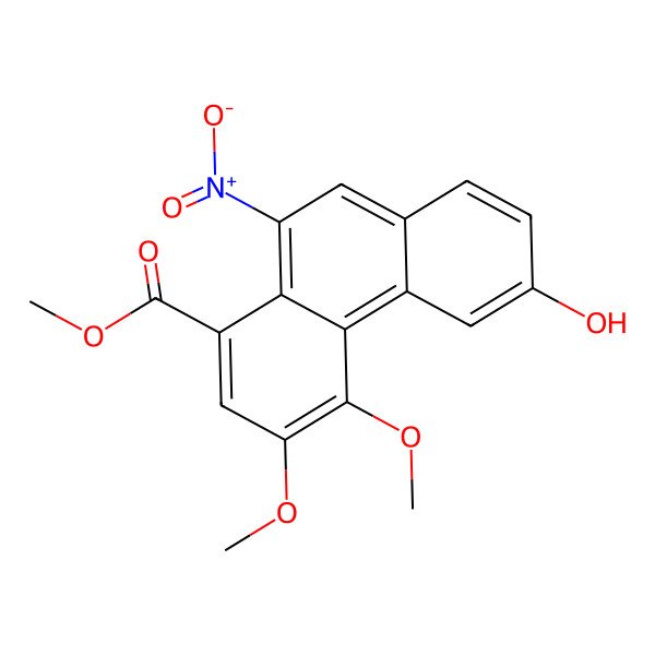 2D Structure of Methyl 6-hydroxy-3,4-dimethoxy-10-nitrophenanthrene-1-carboxylate