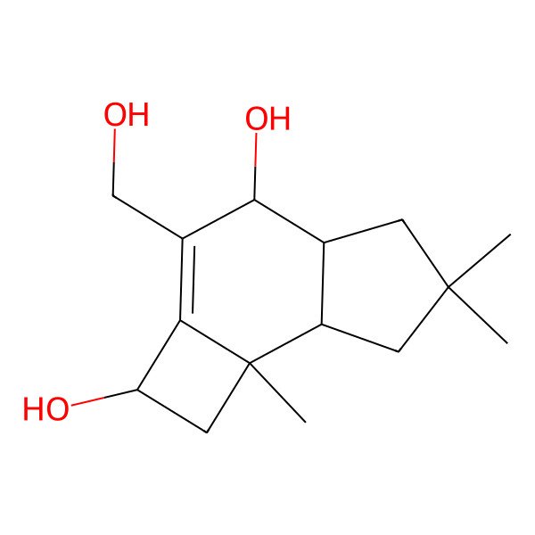 2D Structure of (2R,4S,4aR,7aS,7bR)-2,4,4a,5,6,7,7a,7b-Octahydro-3-(hydroxymethyl)-6,6,7b-trimethyl-1H-cyclobut(e)indene-2,4-diol