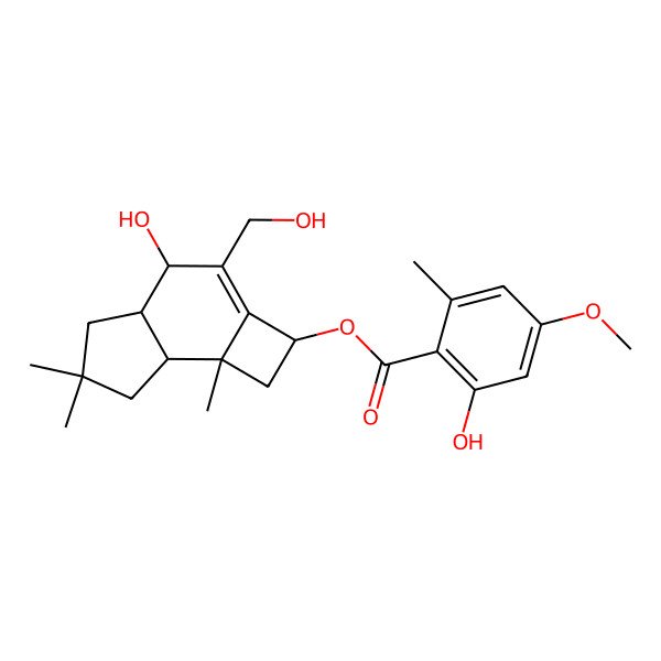 2D Structure of [4-hydroxy-3-(hydroxymethyl)-6,6,7b-trimethyl-2,4,4a,5,7,7a-hexahydro-1H-cyclobuta[e]inden-2-yl] 2-hydroxy-4-methoxy-6-methylbenzoate