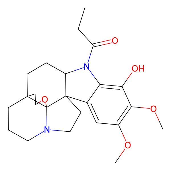 2D Structure of Aspidospermidin-17-ol, 19,21-epoxy-15,16-dimethoxy-1-(1-oxopropyl)-