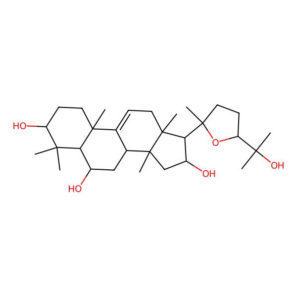 2D Structure of (3beta,6alpha,16beta,20R,24S)-20,24-Epoxylanost-9(11)-ene-3,6,16,25-tetrol
