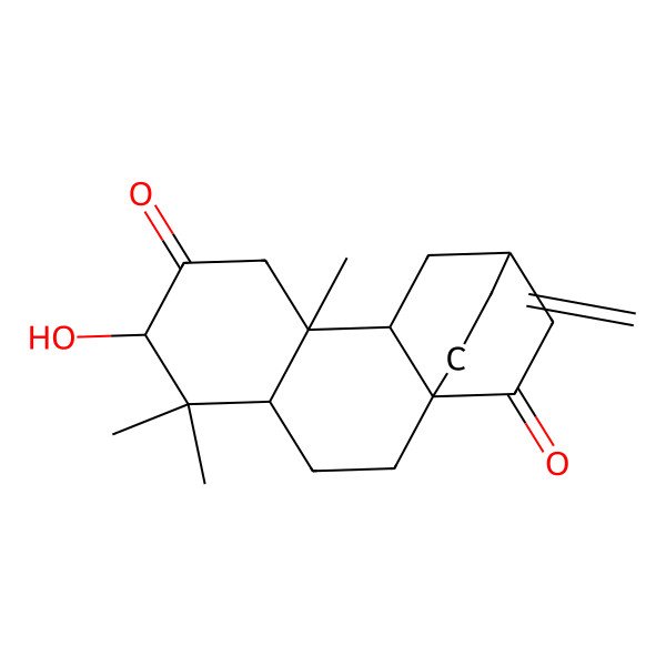 2D Structure of Atis-16-ene-2,14-dione, 3-hydroxy-, (3alpha,5beta,8alpha,9beta,10alpha,12alpha)-