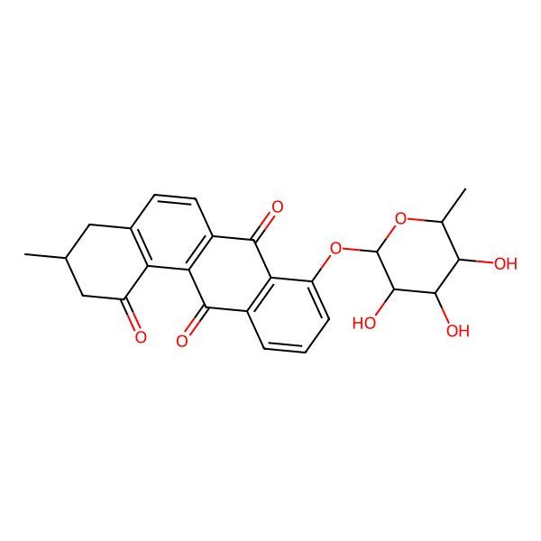 2D Structure of (3S)-8-[(6-Deoxy-|A-L-mannopyranosyl)oxy]-3,4-dihydro-3-methylbenz[a]anthracene-1,7,12(2H)-trione