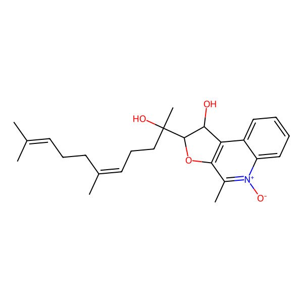 2D Structure of (1R,2S)-2-[(2R,5E)-2-hydroxy-6,10-dimethylundeca-5,9-dien-2-yl]-4-methyl-5-oxido-1,2-dihydrofuro[2,3-c]quinolin-5-ium-1-ol