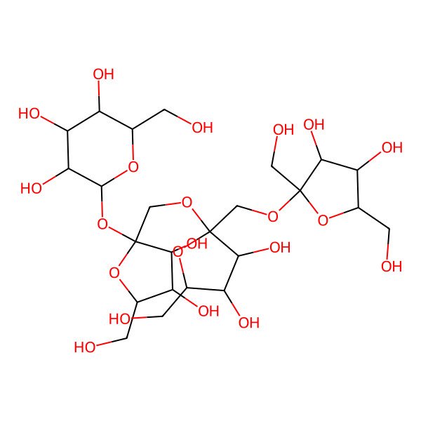 2D Structure of b-D-Fructofuranosyl-(2->1)-b-D-fructofuranosyl-(2->1)-b-D-fructofuranosyl a-D-glucopyranoside, 9CI 2D Structure of b-D-Fructofuranosyl-(2->1)-b-D-fructofuranosyl-(2->1)-b-D-fructofuranosyl a-D-glucopyranoside, 9CI
