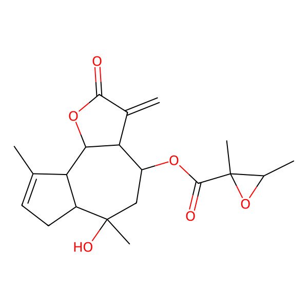 2D Structure of (6-hydroxy-6,9-dimethyl-3-methylidene-2-oxo-4,5,6a,7,9a,9b-hexahydro-3aH-azuleno[4,5-b]furan-4-yl) 2,3-dimethyloxirane-2-carboxylate
