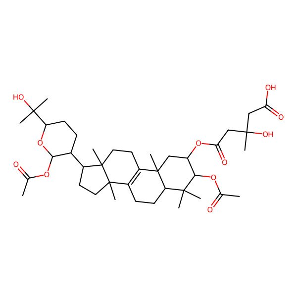 2D Structure of 5-[[3-acetoxy-17-[2-acetoxy-6-(1-hydroxy-1-methyl-ethyl)tetrahydropyran-3-yl]-4,4,10,13,14-pentamethyl-2,3,5,6,7,11,12,15,16,17-decahydro-1H-cyclopenta[a]phenanthren-2-yl]oxy]-3-hydroxy-3-methyl-5-oxo-pentanoic acid