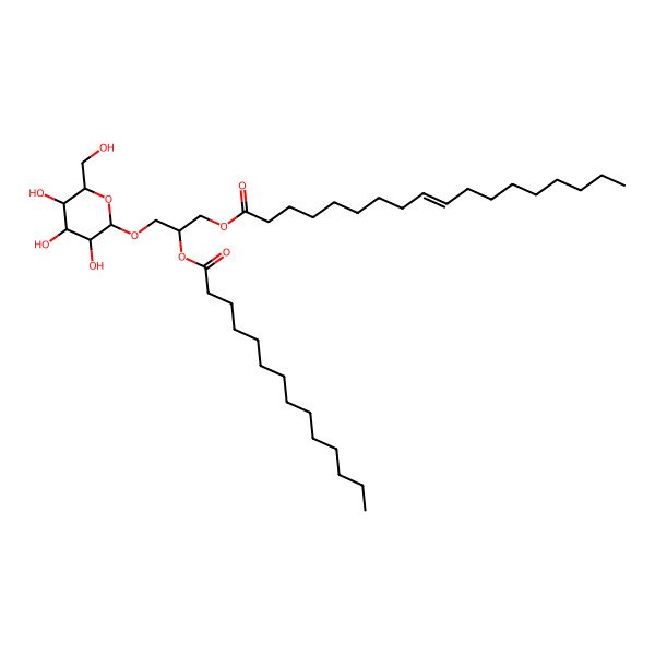 2D Structure of [(2S)-2-tetradecanoyloxy-3-[(2R,3R,4S,5R,6R)-3,4,5-trihydroxy-6-(hydroxymethyl)oxan-2-yl]oxypropyl] (Z)-octadec-9-enoate