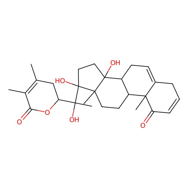 2D Structure of (2R)-2-[(1S)-1-[(8R,9S,10R,13S,14R,17S)-14,17-dihydroxy-10,13-dimethyl-1-oxo-4,7,8,9,11,12,15,16-octahydrocyclopenta[a]phenanthren-17-yl]-1-hydroxyethyl]-4,5-dimethyl-2,3-dihydropyran-6-one