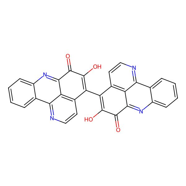 2D Structure of 11-Hydroxy-12-(11-hydroxy-10-oxo-8,16-diazatetracyclo[7.7.1.02,7.013,17]heptadeca-1(16),2,4,6,8,11,13(17),14-octaen-12-yl)-8,16-diazatetracyclo[7.7.1.02,7.013,17]heptadeca-1(16),2,4,6,8,11,13(17),14-octaen-10-one