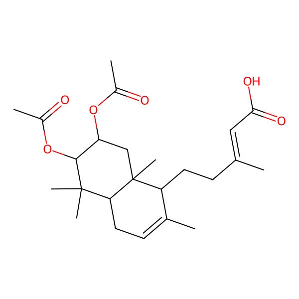 2D Structure of (E)-5-[(1R,4aS,6R,7S,8aS)-6,7-diacetyloxy-2,5,5,8a-tetramethyl-1,4,4a,6,7,8-hexahydronaphthalen-1-yl]-3-methylpent-2-enoic acid