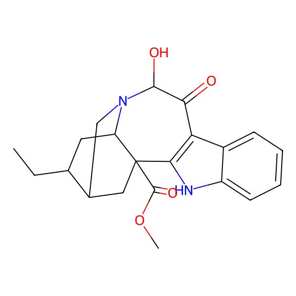 2D Structure of methyl (1S,12R,15S,16R,18S)-16-ethyl-12-hydroxy-11-oxo-3,13-diazapentacyclo[13.3.1.02,10.04,9.013,18]nonadeca-2(10),4,6,8-tetraene-1-carboxylate