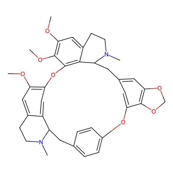 2D Structure of (1S,17S)-23,24,28-trimethoxy-18,33-dimethyl-7,10,12,26-tetraoxa-18,33-diazaoctacyclo[25.6.2.23,6.18,15.117,21.09,13.030,34.025,36]nonatriaconta-3(39),4,6(38),8(37),9(13),14,21,23,25(36),27,29,34-dodecaene