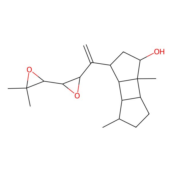 2D Structure of (2R,5R,6R,8R)-5-[1-[(2S,3S)-3-[(2S)-3,3-dimethyloxiran-2-yl]oxiran-2-yl]ethenyl]-2,8-dimethyltricyclo[5.3.0.02,6]decan-3-ol