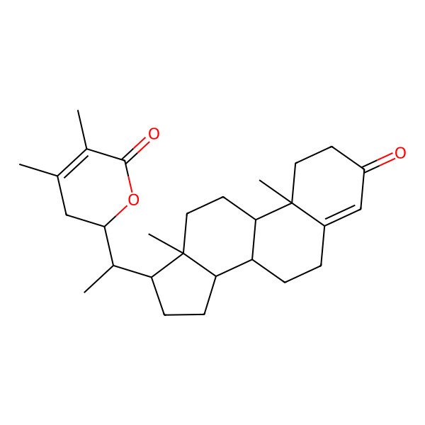 2D Structure of (2R)-2-[(1S)-1-[(8S,9S,10R,13S,14S,17R)-10,13-dimethyl-3-oxo-1,2,6,7,8,9,11,12,14,15,16,17-dodecahydrocyclopenta[a]phenanthren-17-yl]ethyl]-4,5-dimethyl-2,3-dihydropyran-6-one