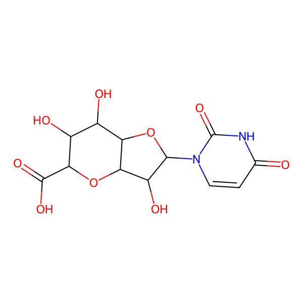 2D Structure of (2R,3R,5S,6S,7R)-2-(2,4-dioxopyrimidin-1-yl)-3,6,7-trihydroxy-3,3a,5,6,7,7a-hexahydro-2H-furo[3,2-b]pyran-5-carboxylic acid