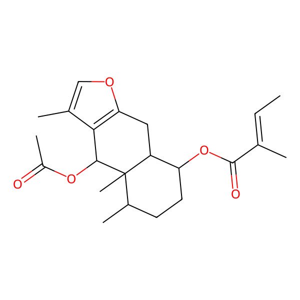 2D Structure of (4-acetyloxy-3,4a,5-trimethyl-5,6,7,8,8a,9-hexahydro-4H-benzo[f][1]benzofuran-8-yl) 2-methylbut-2-enoate