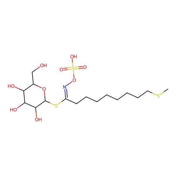 2D Structure of [(2R,3S,4S,5R,6S)-3,4,5-trihydroxy-6-(hydroxymethyl)oxan-2-yl] (1Z)-9-methylsulfanyl-N-sulfooxynonanimidothioate