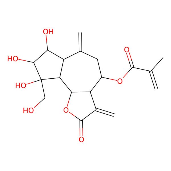 2D Structure of [7,8,9-Trihydroxy-9-(hydroxymethyl)-3,6-dimethylidene-2-oxo-3a,4,5,6a,7,8,9a,9b-octahydroazuleno[4,5-b]furan-4-yl] 2-methylprop-2-enoate