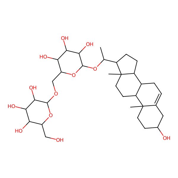 2D Structure of 2-(hydroxymethyl)-6-[[3,4,5-trihydroxy-6-[1-(3-hydroxy-10,13-dimethyl-2,3,4,7,8,9,11,12,14,15,16,17-dodecahydro-1H-cyclopenta[a]phenanthren-17-yl)ethoxy]oxan-2-yl]methoxy]oxane-3,4,5-triol