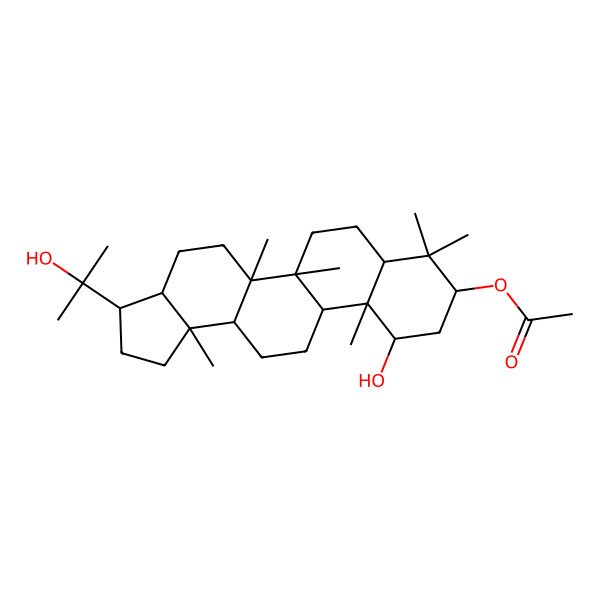 2D Structure of [11-Hydroxy-3-(2-hydroxypropan-2-yl)-5a,5b,8,8,11a,13b-hexamethyl-1,2,3,3a,4,5,6,7,7a,9,10,11,11b,12,13,13a-hexadecahydrocyclopenta[a]chrysen-9-yl] acetate