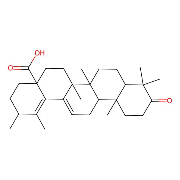 2D Structure of (2S,4aS,6aR,6aS,6bR,8aR,12aR)-1,2,6a,6b,9,9,12a-heptamethyl-10-oxo-2,3,4,5,6,6a,7,8,8a,11,12,13-dodecahydropicene-4a-carboxylic acid