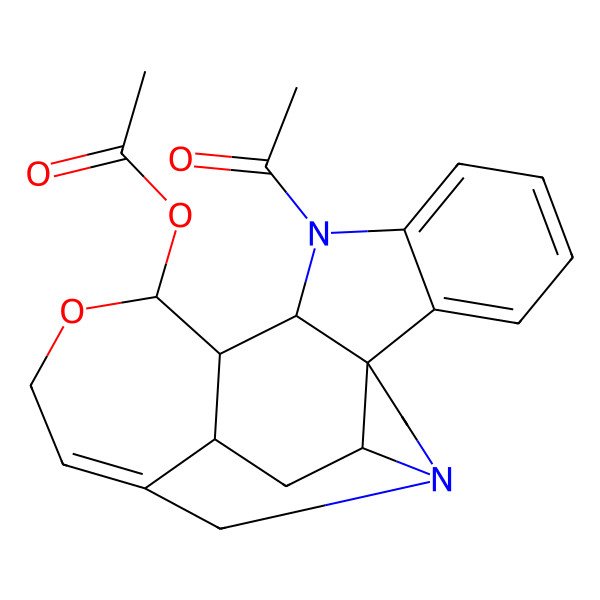 2D Structure of [(12S,13R,14S,19R,21S)-11-acetyl-15-oxa-1,11-diazahexacyclo[16.3.1.04,12.04,21.05,10.013,19]docosa-5,7,9,17-tetraen-14-yl] acetate