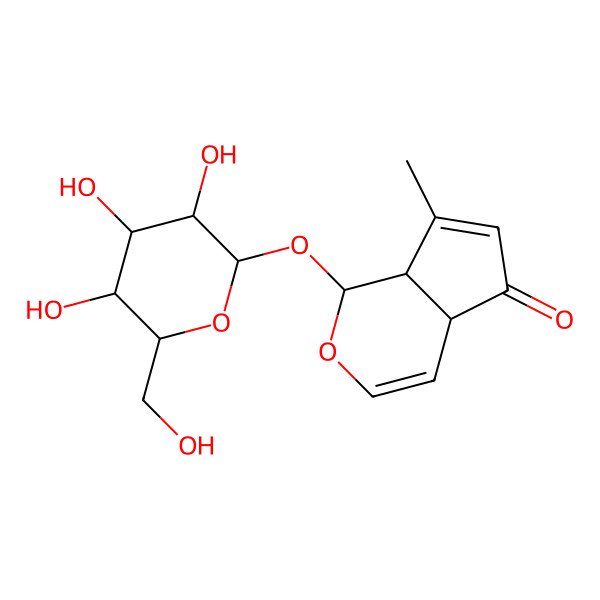 2D Structure of (1S,4aR,7aS)-7-methyl-1-[(2S,3R,4S,5S,6R)-3,4,5-trihydroxy-6-(hydroxymethyl)oxan-2-yl]oxy-4a,7a-dihydro-1H-cyclopenta[c]pyran-5-one