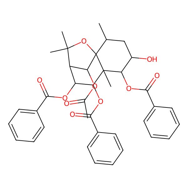 2D Structure of (12-Acetyloxy-5,7-dibenzoyloxy-4-hydroxy-2,6,10,10-tetramethyl-11-oxatricyclo[7.2.1.01,6]dodecan-8-yl) benzoate