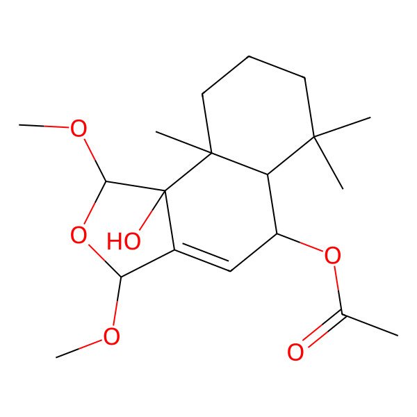 2D Structure of (9b-hydroxy-1,3-dimethoxy-6,6,9a-trimethyl-3,5,5a,7,8,9-hexahydro-1H-benzo[e][2]benzofuran-5-yl) acetate
