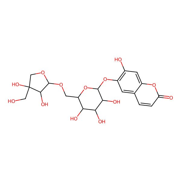 2D Structure of 6-[6-[[3,4-Dihydroxy-4-(hydroxymethyl)oxolan-2-yl]oxymethyl]-3,4,5-trihydroxyoxan-2-yl]oxy-7-hydroxychromen-2-one