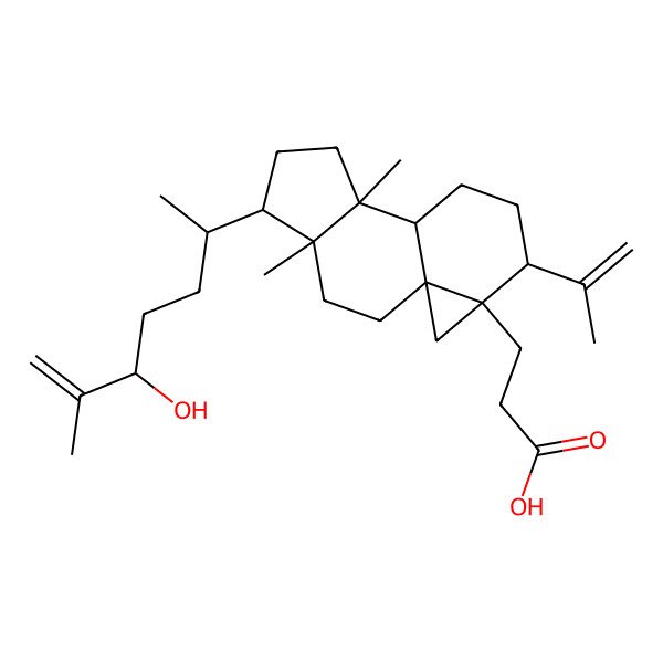 2D Structure of 3-[5-(5-Hydroxy-6-methylhept-6-en-2-yl)-4,8-dimethyl-12-prop-1-en-2-yl-13-tetracyclo[7.5.0.01,13.04,8]tetradecanyl]propanoic acid