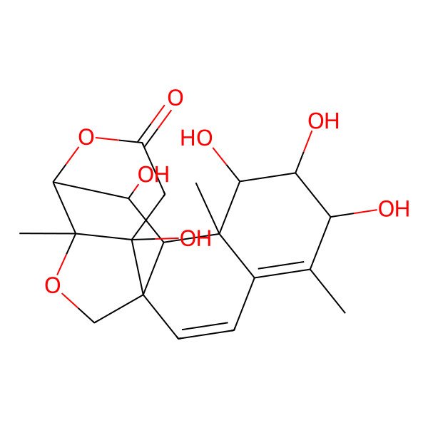 2D Structure of (1R,4R,5S,9S,10R,11R,12R,13S,14S,15S)-5,10,13,14,15-pentahydroxy-4,12,16-trimethyl-3,8-dioxapentacyclo[9.8.0.01,5.04,9.012,17]nonadeca-16,18-dien-7-one