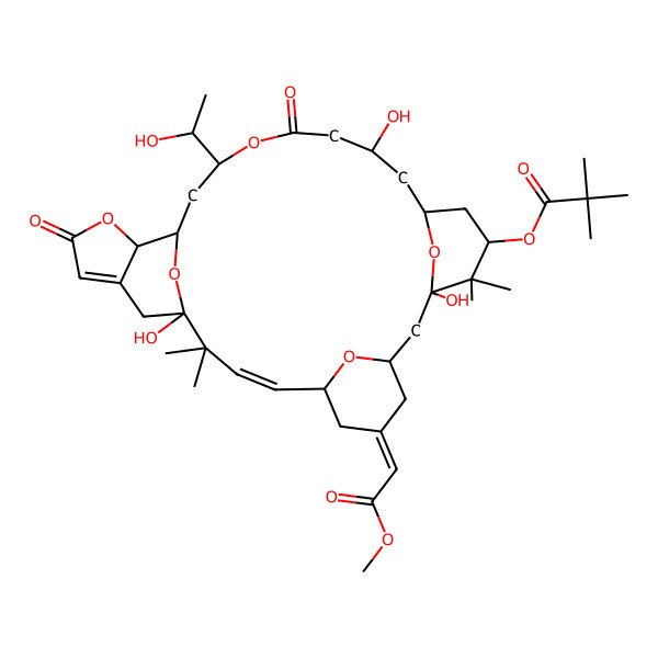 2D Structure of [1,11,17-Trihydroxy-21-(1-hydroxyethyl)-7-(2-methoxy-2-oxoethylidene)-2,2,12,12-tetramethyl-19,26-dioxo-20,25,30,31,32-pentaoxapentacyclo[21.6.1.15,9.111,15.024,28]dotriaconta-3,27-dien-13-yl] 2,2-dimethylpropanoate
