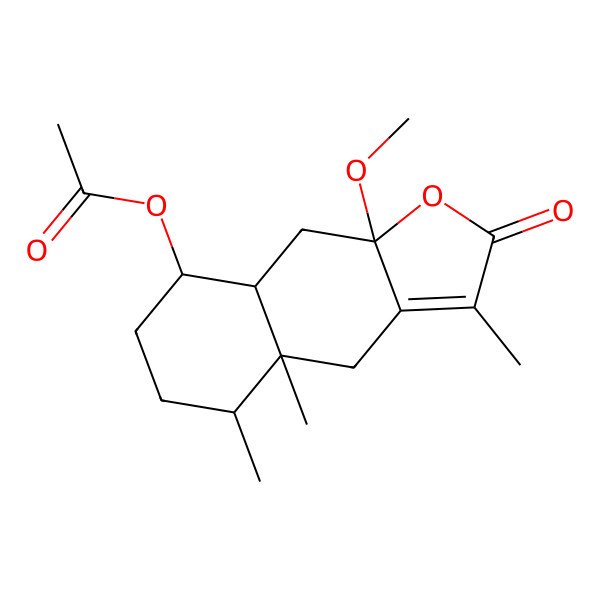 2D Structure of [(4aR,5S,8S,8aR,9aS)-9a-methoxy-3,4a,5-trimethyl-2-oxo-5,6,7,8,8a,9-hexahydro-4H-benzo[f][1]benzofuran-8-yl] acetate