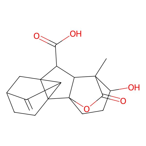 2D Structure of (1S,2S,5R,7R,8S,9S,10R,11S,12R)-12-hydroxy-11-methyl-6-methylidene-16-oxo-15-oxahexacyclo[9.3.2.15,8.01,10.02,7.02,8]heptadecane-9-carboxylic acid
