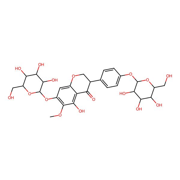 2D Structure of 5-Hydroxy-6-methoxy-7-[3,4,5-trihydroxy-6-(hydroxymethyl)oxan-2-yl]oxy-3-[4-[3,4,5-trihydroxy-6-(hydroxymethyl)oxan-2-yl]oxyphenyl]-2,3-dihydrochromen-4-one