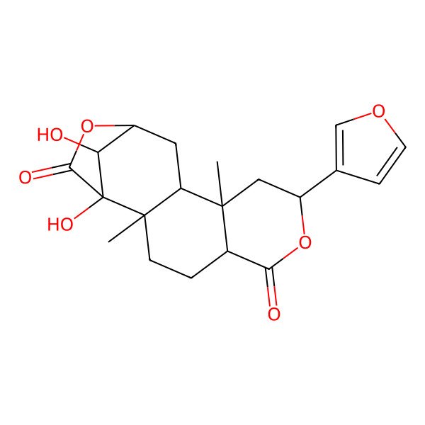 2D Structure of (1S,2R,5S,8S,10S,11S,13S,16S)-8-(furan-3-yl)-1,16-dihydroxy-2,10-dimethyl-7,14-dioxatetracyclo[11.2.1.02,11.05,10]hexadecane-6,15-dione