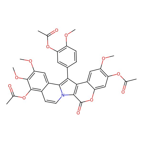 2D Structure of [5-(7,18-Diacetyloxy-8,16,17-trimethoxy-3-oxo-4-oxa-1-azapentacyclo[11.8.0.02,11.05,10.014,19]henicosa-2(11),5,7,9,12,14,16,18,20-nonaen-12-yl)-2-methoxyphenyl] acetate