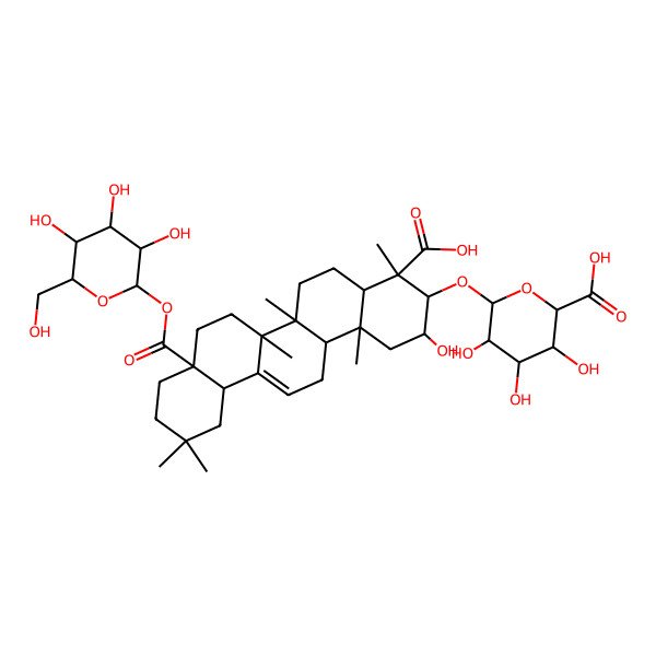 2D Structure of 6-[[4-Carboxy-2-hydroxy-4,6a,6b,11,11,14b-hexamethyl-8a-[3,4,5-trihydroxy-6-(hydroxymethyl)oxan-2-yl]oxycarbonyl-1,2,3,4a,5,6,7,8,9,10,12,12a,14,14a-tetradecahydropicen-3-yl]oxy]-3,4,5-trihydroxyoxane-2-carboxylic acid