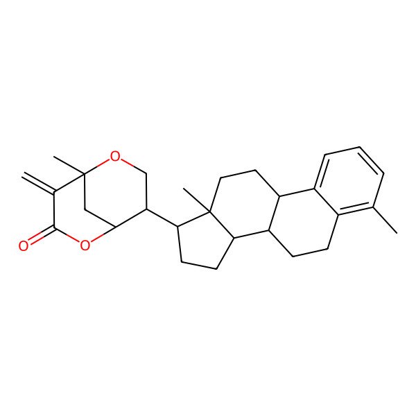 2D Structure of (1R,5R,8R)-8-[(8S,9S,13S,14S,17R)-4,13-dimethyl-6,7,8,9,11,12,14,15,16,17-decahydrocyclopenta[a]phenanthren-17-yl]-5-methyl-4-methylidene-2,6-dioxabicyclo[3.3.1]nonan-3-one