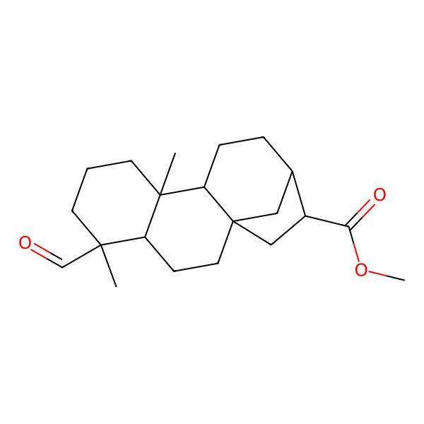 2D Structure of methyl (1S,4S,5R,9S,10S,13R,14R)-5-formyl-5,9-dimethyltetracyclo[11.2.1.01,10.04,9]hexadecane-14-carboxylate