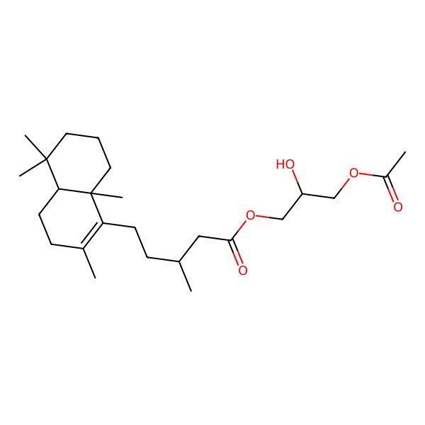 2D Structure of (3-Acetyloxy-2-hydroxypropyl) 5-(2,5,5,8a-tetramethyl-3,4,4a,6,7,8-hexahydronaphthalen-1-yl)-3-methylpentanoate