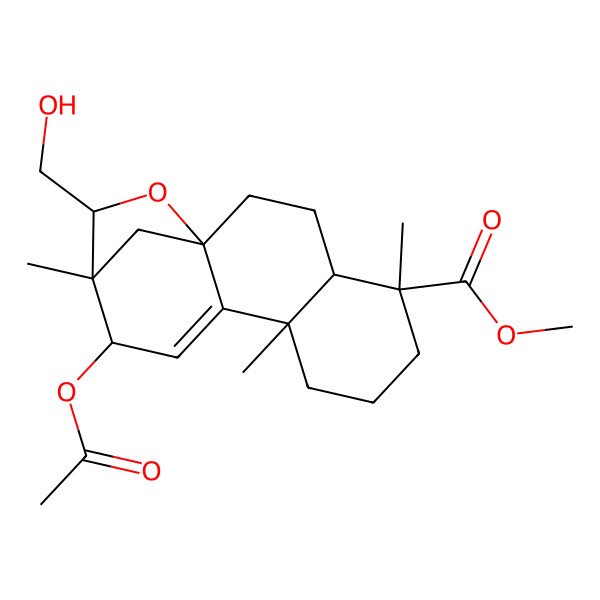 2D Structure of Methyl 12-acetyloxy-14-(hydroxymethyl)-5,9,13-trimethyl-15-oxatetracyclo[11.2.1.01,10.04,9]hexadec-10-ene-5-carboxylate