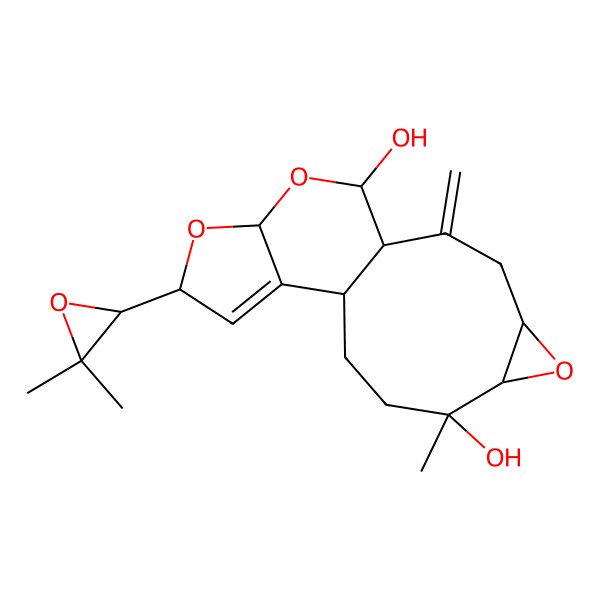 2D Structure of 13-(3,3-Dimethyloxiran-2-yl)-7-methyl-2-methylidene-5,14,16-trioxatetracyclo[8.7.0.04,6.011,15]heptadec-11-ene-7,17-diol