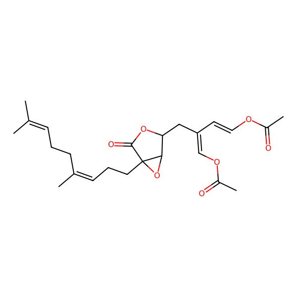 2D Structure of [4-Acetyloxy-3-[[5-(4,8-dimethylnona-3,7-dienyl)-4-oxo-3,6-dioxabicyclo[3.1.0]hexan-2-yl]methyl]buta-1,3-dienyl] acetate